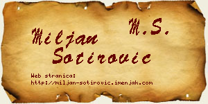 Miljan Sotirović vizit kartica